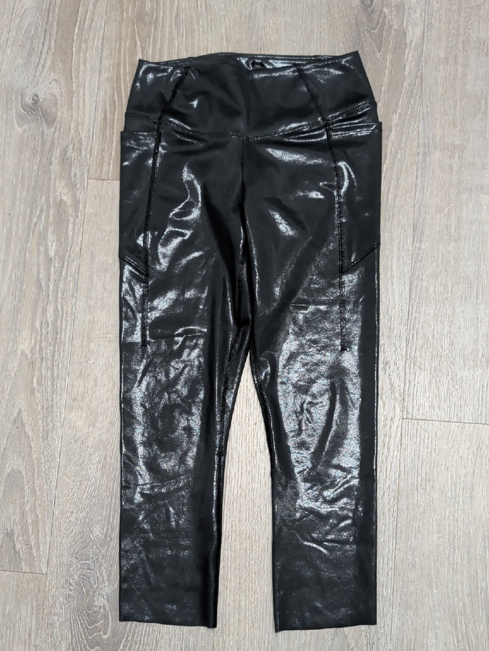PINK Victoria's Secret Shiny Black High-Waist Leggings